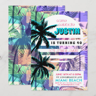 80er Miami Birthday Party Einladung