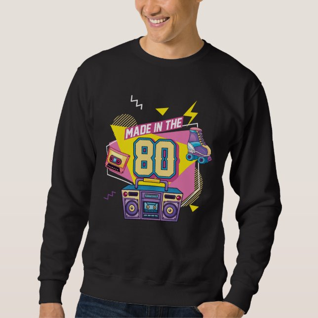 80er Music Party Radio Roller Skaten Geboren in de Sweatshirt (Vorderseite)