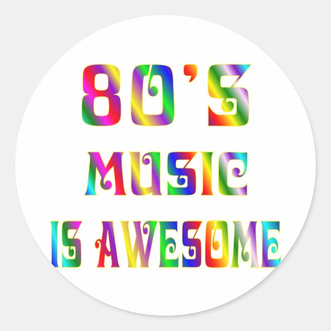 80er Music Runder Aufkleber (Vorderseite)