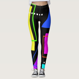 80er NEON FLUORESCENT FARBE GEOMETRIC FORM TRENDY Leggings