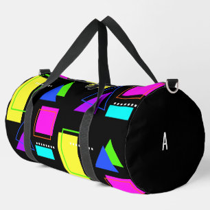 80er NEON FLUORESCENT FARBGEOMETRISCHES FORMBLATT Duffle Bag