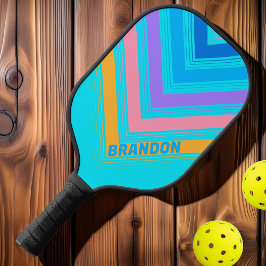 80er Neon Ocean Nostalgische Vintage Zickzack Fant Pickleball Schläger