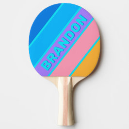 80er Neon Ocean Sky Fettgestreift mit Namen Tischtennis Schläger