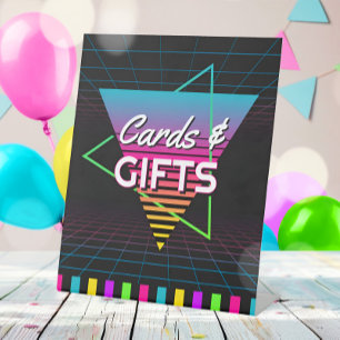 80er Neon Retro Throwback Party Geschenke Sockelschild