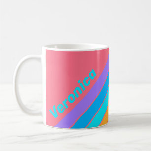 80er Neon-Sonnenaufgangsstreifen mit Namen Kaffeetasse
