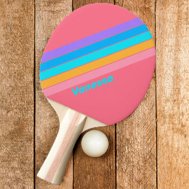 80er Neon Sunrise mit Namen gestrichen Tischtennis Schläger