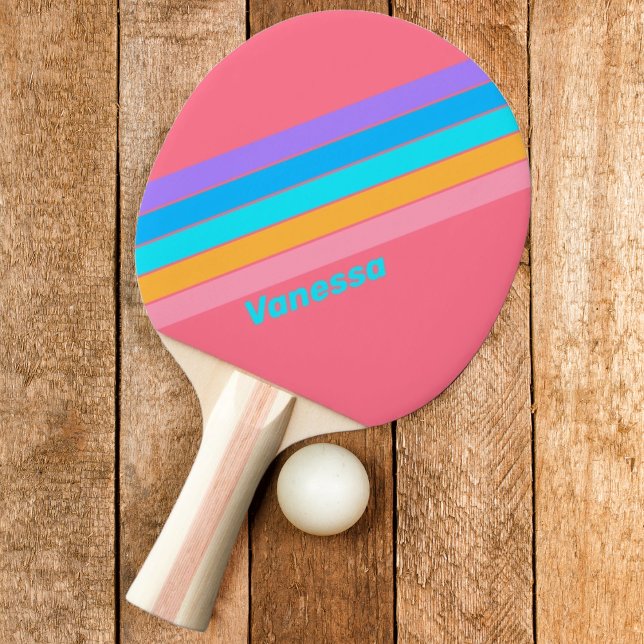 80er Neon Sunrise mit Namen gestrichen Tischtennis Schläger (Von Creator hochgeladen)