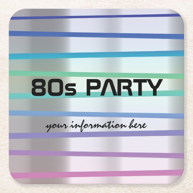80er oder 90er Themenparty oder Wiedersehen Rechteckiger Pappuntersetzer (Vorderseite)