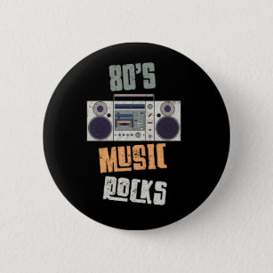 80er Old Rock Music Party Vintag Cassette Radio Button