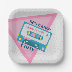 80er Paper Teller, 7" Square Paper Plate Pappteller