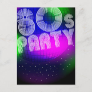 80er Party Einladungspostkarte