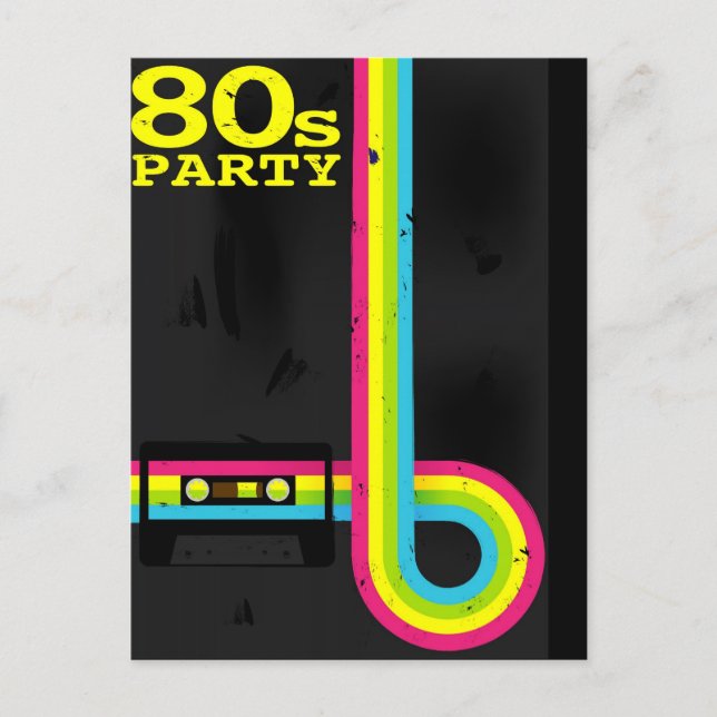 80er Party Einladungspostkarte (Vorderseite)