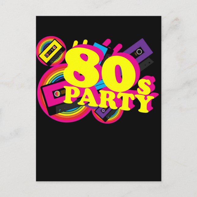 80er Party Einladungspostkarte (Vorderseite)
