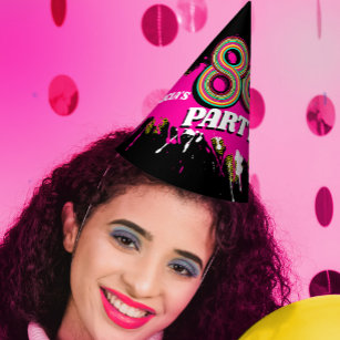 80er Party Geburtstag oder Ereignis Retro rosa sch Partyhütchen