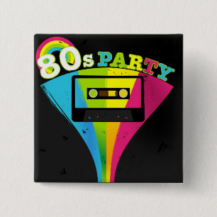 80er Party-Hintergrund Button