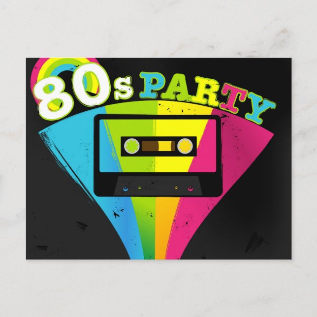 80er Party Hintergrund Postkarte (Vorderseite)