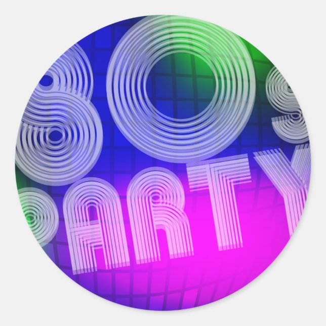 80er Party Runder Aufkleber (Vorderseite)