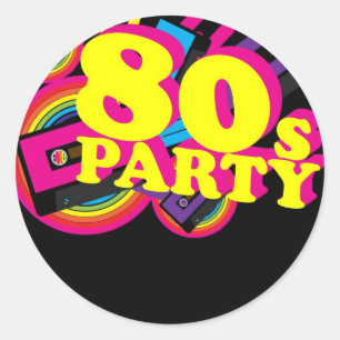 80er Party Runder Aufkleber