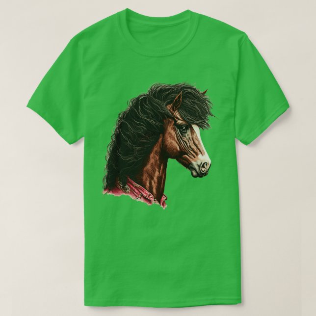 80er Pferd mit Mullet T-Shirt (Design vorne)