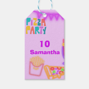 80er Pizza-Party-Geschenk-Tags - Neon-Arcade-Stil Geschenkanhänger