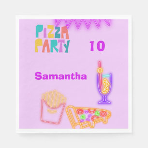 80er Pizza-Party-Servietten - Neon-Arcade-Design Serviette