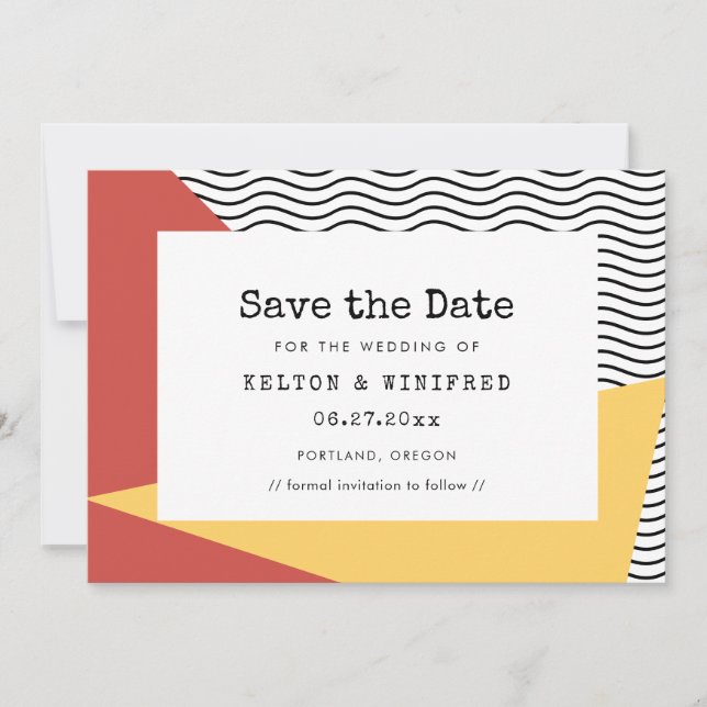 80er Pop art Memphis style wedding Save The Date (Vorderseite)
