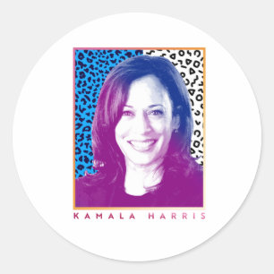 80er Poster - Kamala Harris Runder Aufkleber