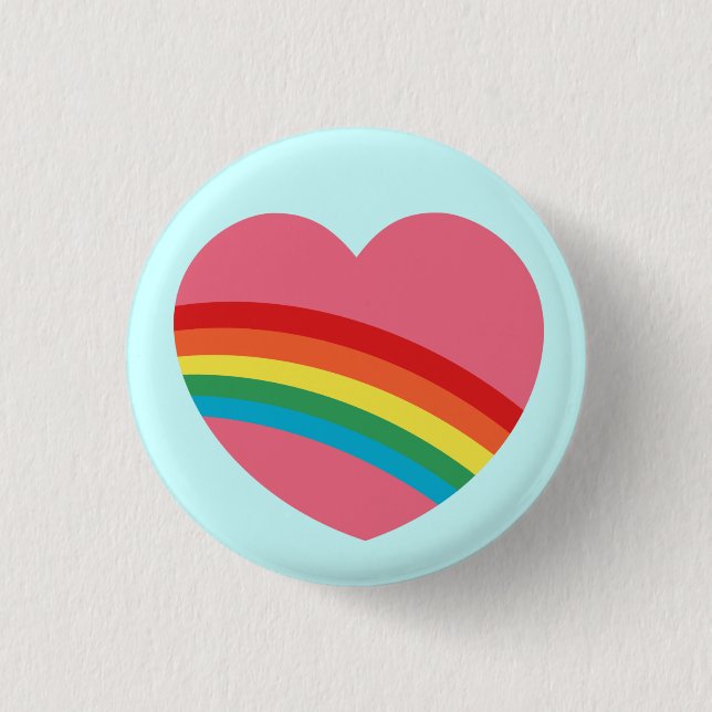 80er Regenbogen-Herz-Knopf Button (Vorderseite)