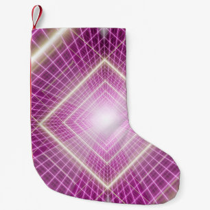 80er Retro: 3D Sci-Fi Hintergrund. Kleiner Weihnachtsstrumpf