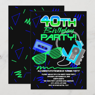 80er Retro 40. Geburtstag Party Einladung