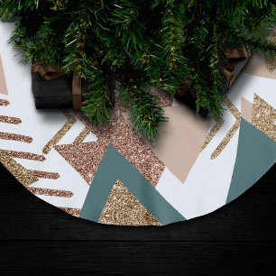 80er Retro Abstrakt 70er Green und Gold Palette Polyester Weihnachtsbaumdecke