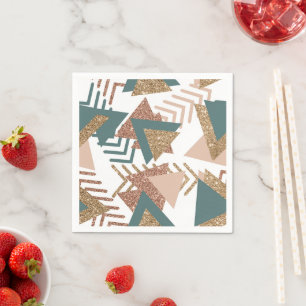 80er Retro Abstrakt   70er Green und Gold Palette Serviette
