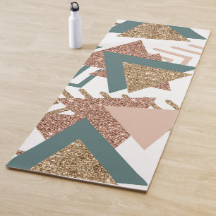 80er Retro Abstrakt 70er Green und Gold Palette Yogamatte