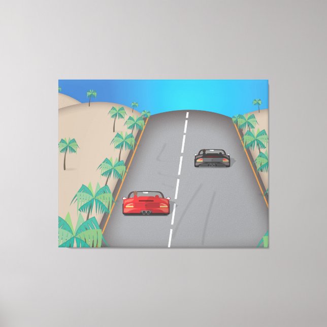 80er Retro Arcade Race Leinwanddruck (Vorderseite)