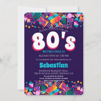 80er Retro Birthday Party Einladung