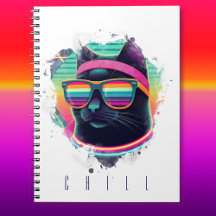 80er Retro Coole Katze mit Sweatband und Sonnenbri