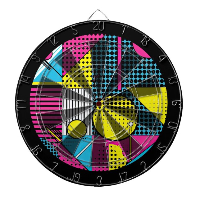 80er Retro Farbtextur  Dartscheibe (vorne)