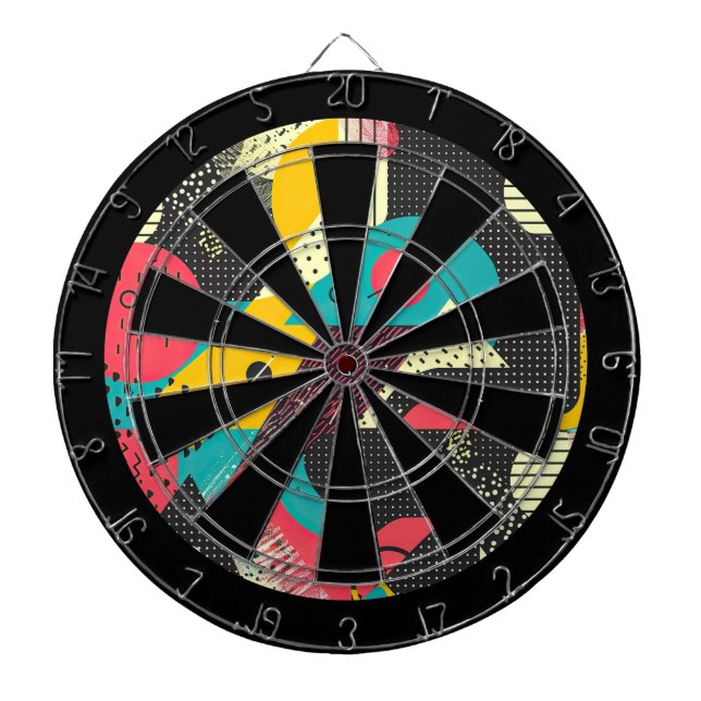 80er Retro Farbtextur  Dartscheibe (vorne)