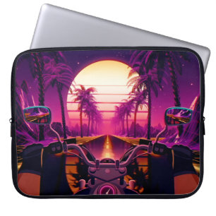 80er retro futuristischen Science-Fiction Hintergr Laptopschutzhülle