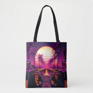 80er retro futuristischen Science-Fiction Hintergr Tasche