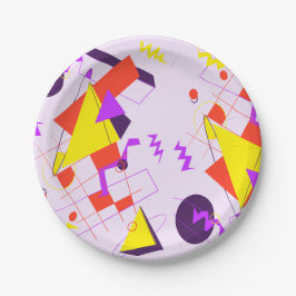 80er Retro Geometric Birthday Party Plate Pappteller