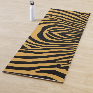 80er RETRO GOLD & BLACK TIERDRUCKPATTER Yogamatte
