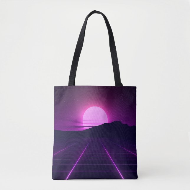 80er Retro Hintergrundbild mit 3D-Elementen Tasche (Vorderseite)