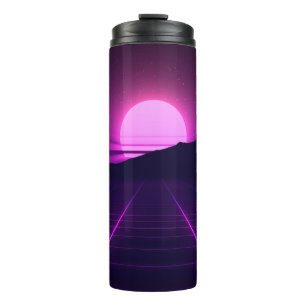 80er Retro Hintergrundbild mit 3D-Elementen Thermosbecher