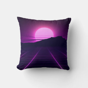 80er Retro-Hintergrundillustration mit 3D-Elemente Kissen