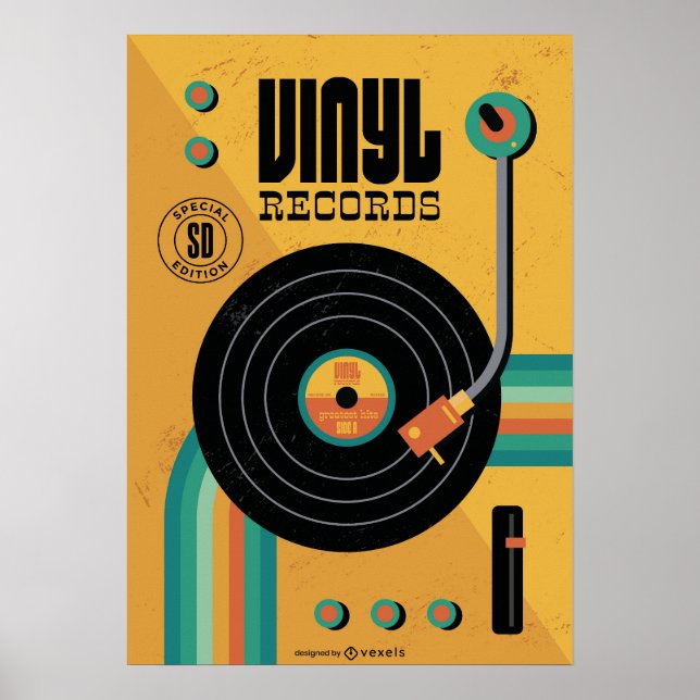 80er Retro Music Vynl Disk Poster (Vorne)