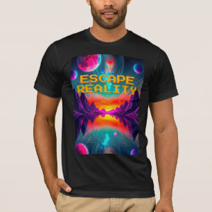 80er Retro-Neon-Alien-Planet-Landschaft T-Shirt