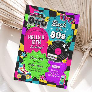 80er Retro Neon Einladung zum Geburtstag