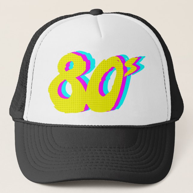 80er Retro Neongraphik Truckerkappe (Vorderseite)