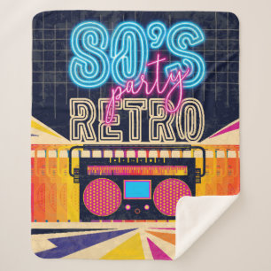 80er, Retro-Party. Altes Poster. Disco fl Sherpadecke